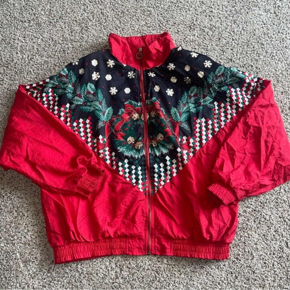 Lavon Christmas Wreath festive windbreaker, L